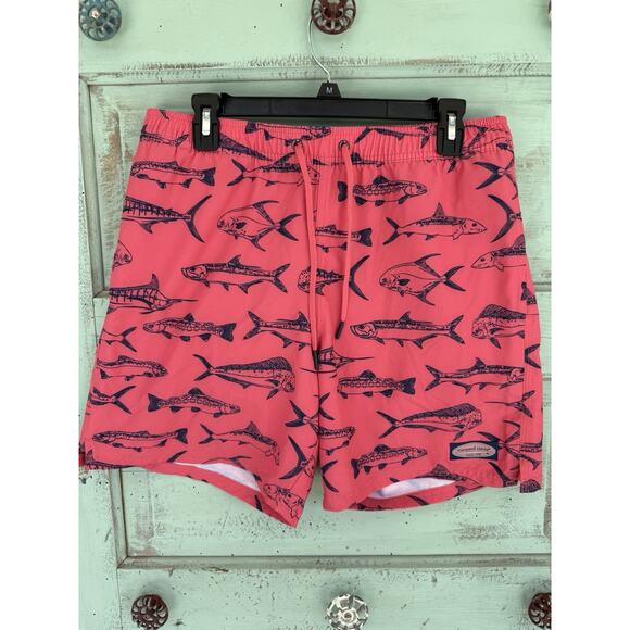 Vineyard Vines Other - Vineyard vines Men’s Swim Trunks Pink/Blue Fish Print 34” Waist 8” Inseam